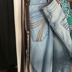 7 for all mankind bootcut with gold stitching